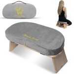 MONK & LLAMA Meditation Bench Grey Velvet- Foldable, Ergonomic, Bamboo Kneeling Stool- Perfect Seiza Bench Meditation Stool Chair for Prayer & Travel - Deeper & Enjoyable Sessions