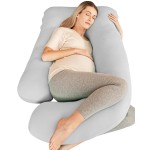 Cute Castle Cooling Cover Pregnancy Pillows, Soft U-Shape Maternity Pillow with Removable Cover - Full Body Pillows for Adults Sleeping - Pregnancy Must Haves - Jumbo 57 Inch - Light Grey