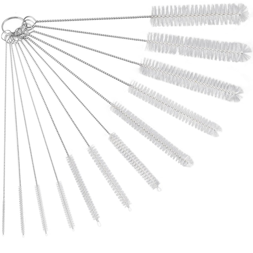 Ixiaoyoo Straw Cleaner Brush Set, 12-Piece 11.8 Inch Long Botthle Cleaning Brush, Nylon Tube Brush Kit for Straws on Tumbler, Water Bottle, Sippy Cup and Pipes, Tubes or Tea Pot Spout
