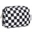 Narwey Small Checkered Makeup Bag for Purse Mini Cosmetic Bag Travel Makeup Pouch Zipper Pouch Cute Make up Bags with Compartments for Women Girls (Black Checkerboard, Small)