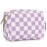 Narwey Small Checkered Makeup Bag for Purse Mini Cosmetic Bag Travel Makeup Pouch Zipper Pouch Cute Make up Bags with Compartments for Women Girls (Purple Checkerboard, Small)
