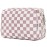 Narwey Checkered Makeup Bag Pink Travel Cosmetic Bag Organizer Toiletry Bag Make Up Bags with Compartments for Women Girls (Large, Dusty Rose Checkerboard)