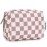 Narwey Small Checkered Makeup Bag for Purse Mini Pink Cosmetic Bag Travel Makeup Pouch Zipper Pouch Cute Make up Bags with Compartments for Women Girls (Dusty Rose Checkerboard, Small)