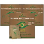 NOVEHA 180PCs Tea Tree & Coconut Oil Eyelid & Lash Wipes | For Demodex, Blepharitis & Itchy Eyes - Effective Eyelash Wipes With Aloe Vera, Natural Makeup Remover & Daily Eye Cleanser - (Pack of 3)