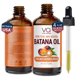 VITAL AFFAIR Batana Oil-Hair Growth Oil-4 Fl Oz-Glass Bottle-Cold Pressed-100% Raw-Dr Sebi Recommended-Essential Nutrients-For Women & Men