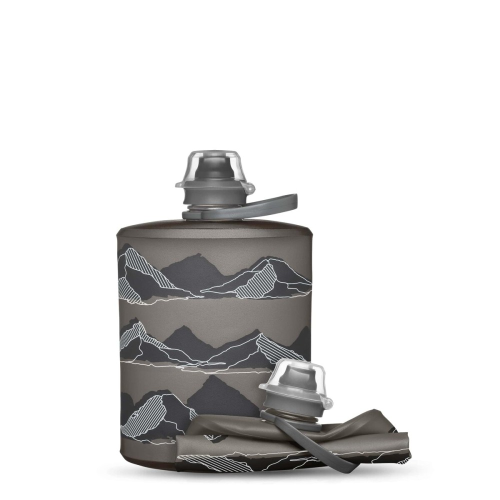 HydraPak Stow - Collapsible Backpacking Water Bottle (500ml) - BPA Free, Ultra Light, Spill-Proof Twist Cap - MTN Mammoth Grey