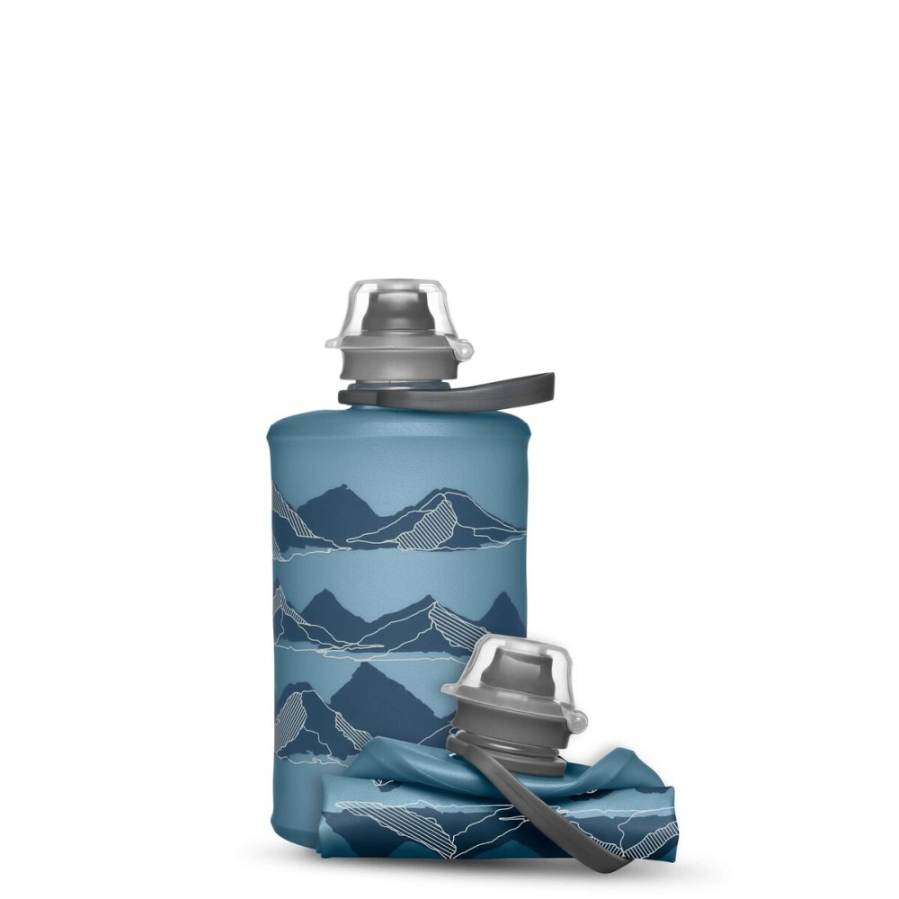HydraPak Stow - Collapsible Backpacking Water Bottle (350ml) - BPA Free, Ultra Light, Spill-Proof Twist Cap - MTN Tahoe Blue