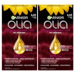 Garnier Olia Hair Color, Oil Powered Ammonia Free Permanent Hair Dye for Long-Lasting Color, 6.65 Intense Red, 2 Dye Kits