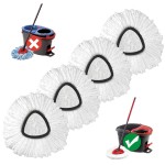 Mop Replace Head, 4 Pack Spin Mop Replacement Head Easywring 1-Tank System, Easy Cleaning, Microfiber, Machine Washable