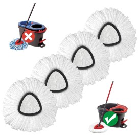 Mop Replace Head, 4 Pack Spin Mop Replacement Head Easywring 1-Tank System, Easy Cleaning, Microfiber, Machine Washable