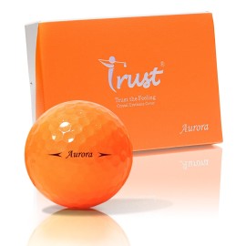 Trust Golf Ball | Aurora Bright Orange | Soft | Distance | Straight Flight | Easy to Spot | Crystal Urethane Covered | 3-Piece | Bright Orange | 12 Balls