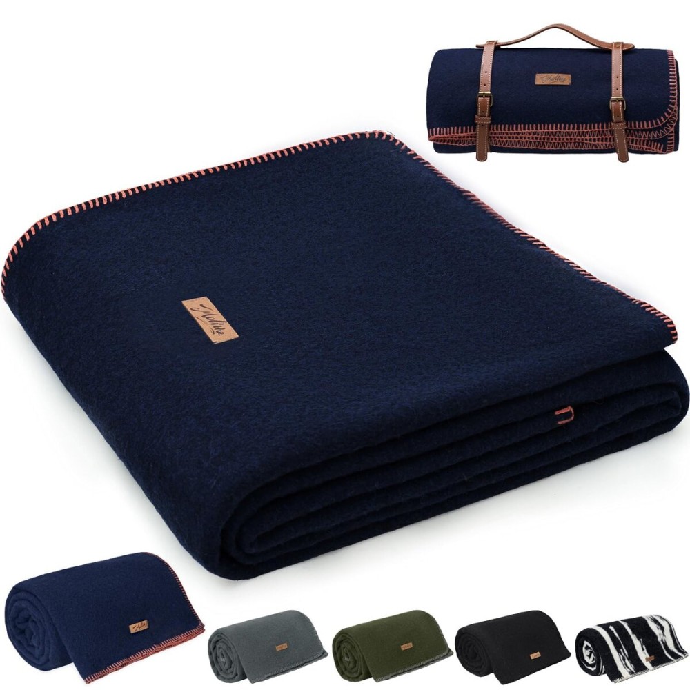 Molithe 100% Wool Blanket, 62 x 86, Warm, Thick, Washable, Military Wool Blanket, Great for Camping, Outdoors, Sporting Events, Survival Kits