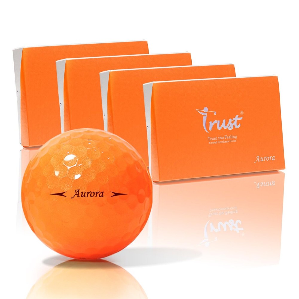 Trust Golf Ball | Aurora Bright Orange | Soft | Distance | Straight Flight | Easy to Spot | Crystal Urethane Covered | 3-Piece | Bright Orange | 48 Balls