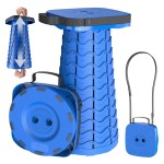 Guioiby 2025 Upgraded Collapsible Stool, Portable Folding Stool, Telescoping Camping Stool with Max Load Capacity 485lbs, Square Retractable Seat for Camping Gardening Fishing Hiking BBQ [Blue]