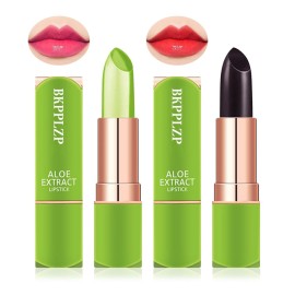 BKPPLZP 2 Pack Crystal Flower Jelly Lipstick,Magic Color Changing Lipstick,PH Clear Temperature Color Changing Lip Gloss,Lip Balm,Long Lasting Nourishing Moisturizing Lip Stick Set H