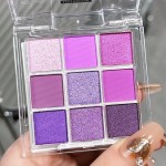 Go Ho 9 Colors Purple Eyeshadow Palette,Light to Dark Purple Eye Shadow Palette,Matte&Shimmer Eye Makeup Palette,Waterproof Powder Eyeshadow Makeup