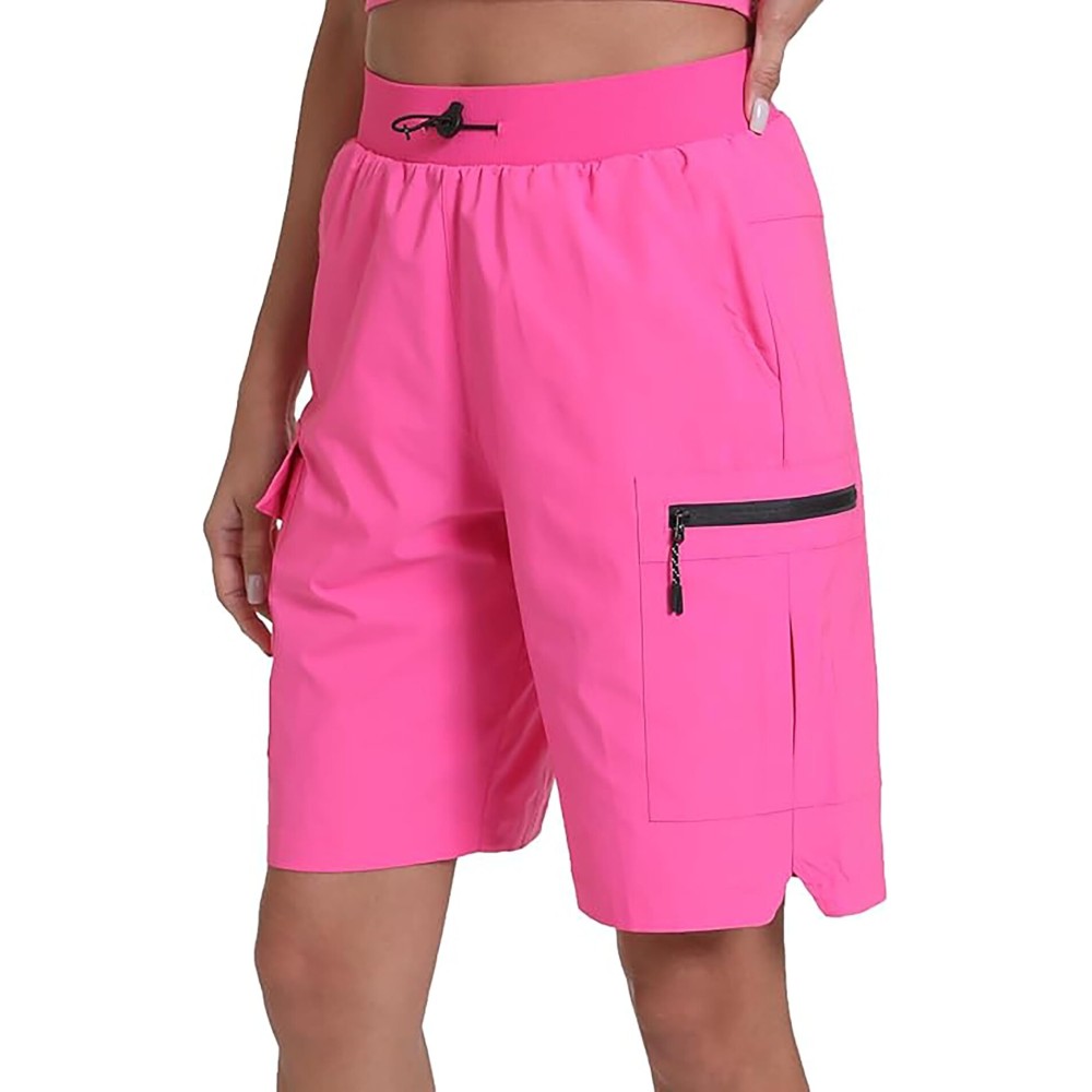 Rrosseyz Women\'s Hiking Cargo Shorts with Pockets Quick Dry Athletic Gym for Women Exercise Lounge(Hot Pink,XXL)