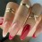 Red Press on Nails Medium Almond Fake Nails with Designs French Tip False Nails Press ons Christmas Glossy Full Cover Glue on Nails Acrylic Artificial Stick on Nail for Women Manicure 24Pcs