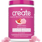 Create Creatine Monohydrate Gummies for Men & Women, Boost Focus, Strength, and Endurance, Anti-Melting Formula, Vegan, Gluten-Free, Non-GMO, 1.5g of Creatine per Gummy (Watermelon)