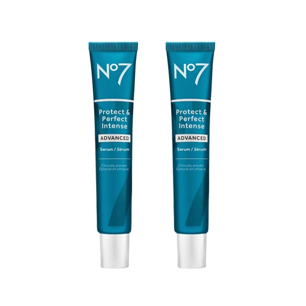 No7 Protect & Perfect Intense Advanced Serum - Rice Protein & Alfalfa Complex for Fine Lines and Wrinkles - Anti-Aging Facial Serum with Matrix 3000+ Technology (2 pack, 1.69 Fl Oz each)