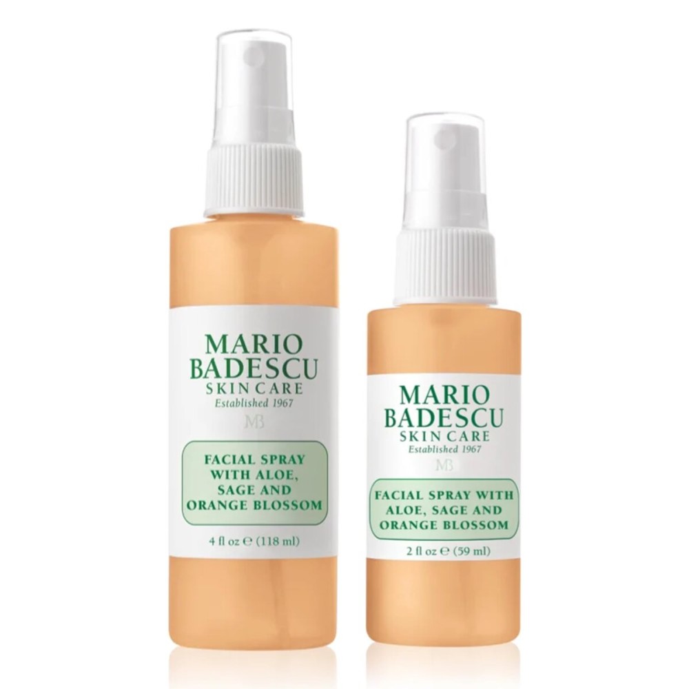 Mario Badescu Facial Spray with Aloe, Sage and Orange Blossom for All Skin Types | Face Mist That Hydrates & Uplifts | 4 FL OZ & 2 FL OZ Combo