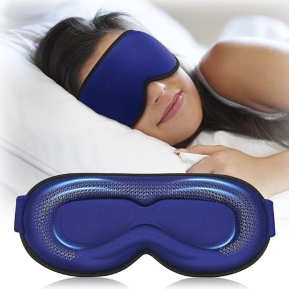 3D Contoured Weighted Eye Mask for Sleeping - Blackout, Lash-Friendly Sleep Mask for Relaxation, Spring Break, Beach Vacation, Summer Hiking Essentials, Washable Memory Foam, Navy Blue