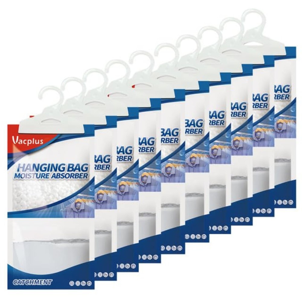 Vacplus Moisture Absorbers Packets, Fragrance Free 10 Pack, Humidity Packs, Dessicant Packets, Hanging Closet Dehumidifier Bags, Odor Eliminator for Bathroom 9.8OZ