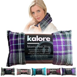 Microwavable Heating Pads for Winter Warmth, Back, Stomach & Head Comfort - Kalore Soft Cotton Tartan Neck Wrap - Even Heat Distribution Hot Compress Bag - Wheat Heat Pad XL - Unscented - Purple