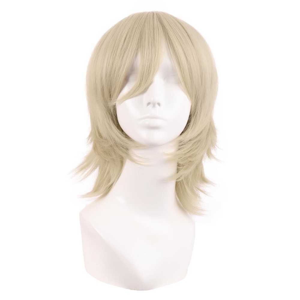 MapofBeauty 14 Inch/35 cm Short Cosplay Wolf Tail Synthetic Side Bangs Party Wig (Blonde)