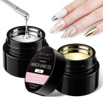 Makartt Chrome Gel Nail Polish Set: Metallic Gel Nail Polish, Silver and Gold 3D Metal Painting Gel for Nail Art Soak off UV/LED Glossy Mirror Effect Nail Glue Gel for Home Salon DIY Manicure2pcs