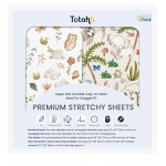 TotAha Premium Soft Graco Pack n Play Sheets Fitted, Super Stretchy Jersey Knit Mini Crib Sheets Fitted, Silky Comfort Pack and Play Mattress Sheets, 2 Pack (Happy Zoo & Jungle)
