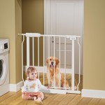 HOOEN 29-34 Inch Wide Baby Gate for Stairs Doorways Metal Indoor Dog Gates Pressure Mounted Walk Through Safety Gates Child Gates for Kids or Pets (29-34)