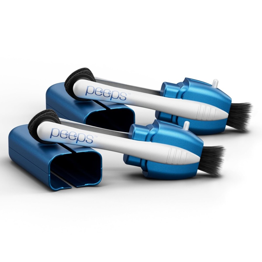 CarbonKlean Peeps Glasses Cleaner - for Eyeglasses, Reading Glasses, and More - Lens Cleaner with Carbon Microfiber Tech - Soft Touch Blue - 2 Count