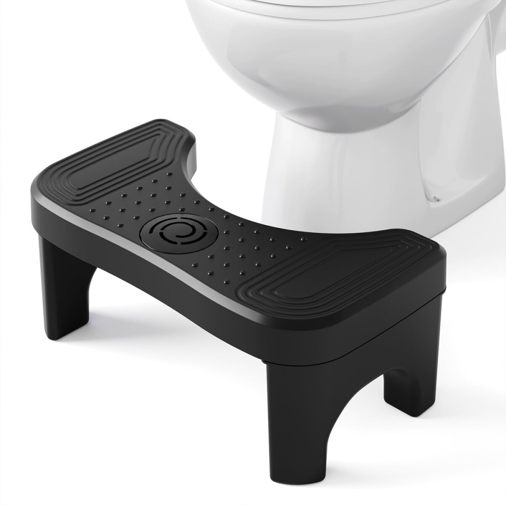 Recximi Black Toilet Stool Poop Stool Squat Adult, Toilet Foot Rest Step Stool for Adults, Portable Bathroom Stool for Pooping, Portable Squatting Toilet Stand for Feet, Healthy Gifts, Black