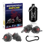 Motorcycle Ear Plugs 2 Pairs, Wind Noise Reduction & Prevent Hearing Damage, Comfortable Reusable Earplugs for Motorsports, Touring, Racing, Riding, Shooting, 2 Sizes Fit All Ear-Canal, 25 dB Earbuds