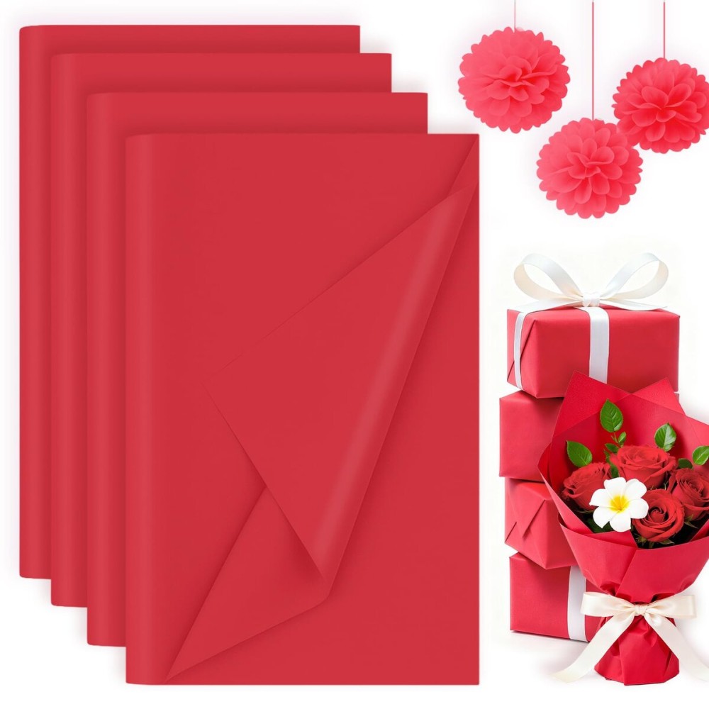 Koogel 330 Sheets Tissue Paper Bulk, 14 x 10 Inch Red Gift Wrapping Tissue Paper for Wedding Birthday DIY Crafts Art Project