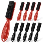 NICEMOVIC Barber Clipper Cleaning Brushes, 10 Pcs Plastic Handle Nylon Bristles, Anti-Slip Handle Mini Brush Bulk Set, Duster Manicure Brush for Hair Styling Tools, Kitchen Sink, Shoes (Black&Red)