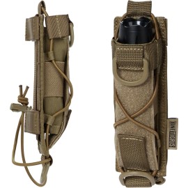 OneTigris Flashlight Holster Molle Flashlight Holder for Belt Tactical Pouch for Torch Linear Hand Tool with Open-top MOLLE Strap for Vertical & Horizontal Carrying
