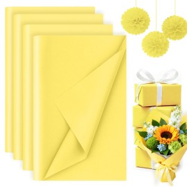 Koogel 330 Sheets Tissue Paper Bulk, 14 x 10 Inch Yellow Gift Wrapping Tissue Paper for Wedding Birthday DIY Crafts Art Project