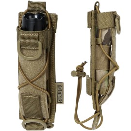 OneTigris Flashlight Holster Molle Flashlight Holder for Belt Tactical Pouch for Torch Linear Hand Tool with Open-top MOLLE Strap for Vertical & Horizontal Carrying