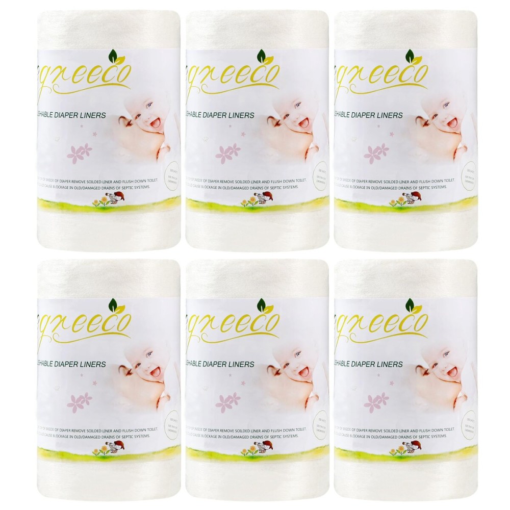 wegreeco Cloth Diaper Liners - Unscented Diaper Liners, Fragance Free Cloth Diaper Liners - 100 Sheets Per Roll (6 Roll)