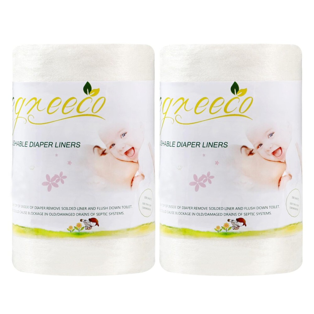 wegreeco Cloth Diaper Liners - Unscented Diaper Liners, Fragance Free Cloth Diaper Liners - 100 Sheets Per Roll (2 Roll)