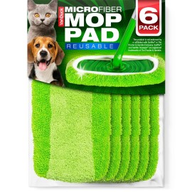 VanDuck Reusable Mop Pads Compatible with Swiffer Sweeper (6-Pack) - Washable Microfiber Mop Pads for Wet & Dry Use - All Purpose Floor Mopping and Cleaning Product