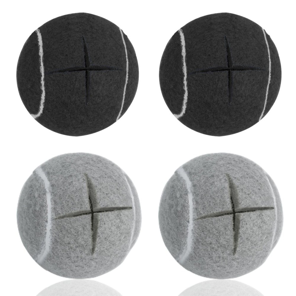 Mloowa Precut Tennis Balls Walkers 4 Pcs Balls with Precut Opening for Easy Installation,Walker Accessories for Seniors Fit Most Walkers,for Furniture Legs and Floor Protection (Gray and Black)