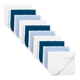 Synrroe Burp Cloths Large, Muslin Burp Cloths for Baby Girls and Boys, Pack of 10 Extra Absorbent and Soft Muslin, 6 Layers 20 by 10 Inches 100% Cotton (Blue Sets 10 Pack)