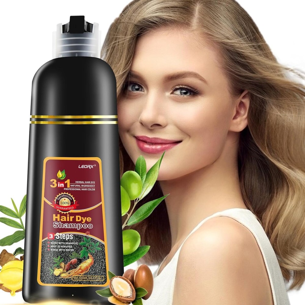 Chestnut Brown Hair Dye Shampoo, Leorx 3 In 1 Color Shampoo Instant Herbal Coloring Shampoo Refresh Hair For Women&Men - Tintes Para El Cabello Profesional