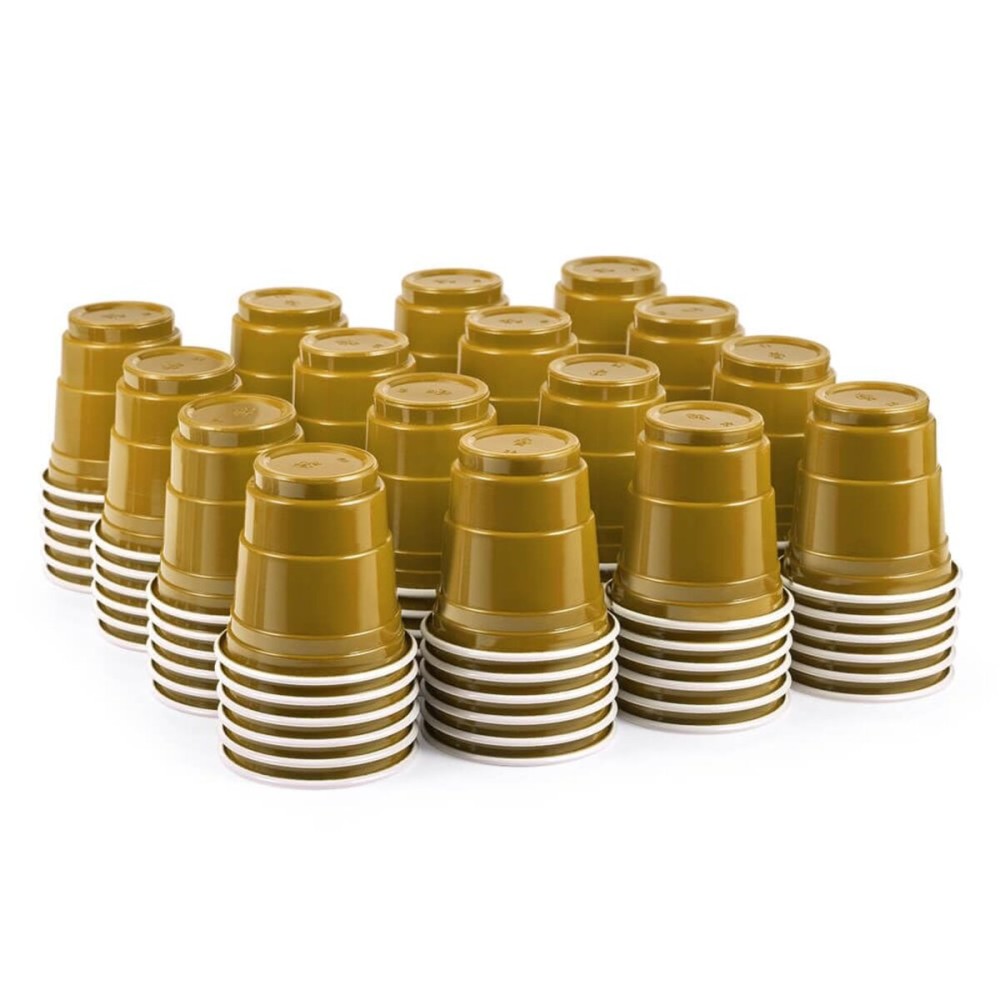 HAOZAN 100ct 2oz. Mini Gold Shot Cups, Disposable and Small Size Perfect for Party, Tastings, Sample and More