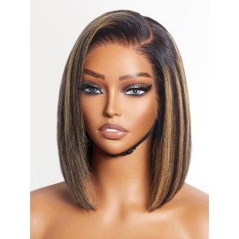 LUVME HAIR Ombre Blonde Highlight Silky Straight Glueless Pre Cut Lace Bob Wig
