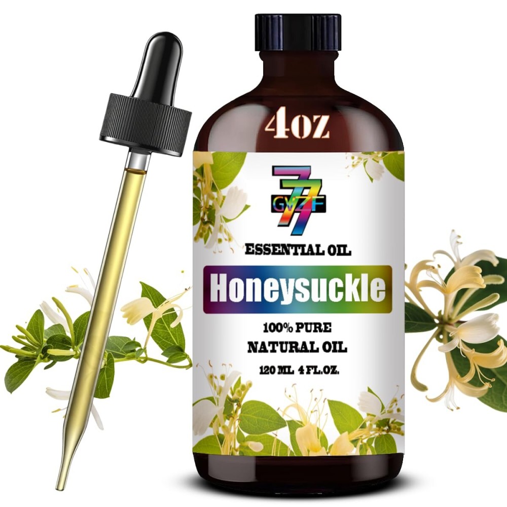 Honeysuckle Essential Oil (4 oz/120 ml) - Honeysuckle Oils for Aromatherapy, diffusers, humidifiers, Home fragrances, DIY Skincare, soap Making, DIY Candle, Relaxation, Yoga, and Meditation