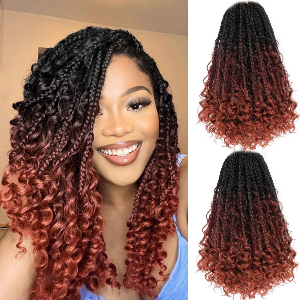 Wodun 10inch Goddess Box Braids Crochet Hair Box Braids Crochet Hair For Black Women Pre Looped Crochet Hair with Curly Ends Bohemian Crochet Box Braids Crochet Hair